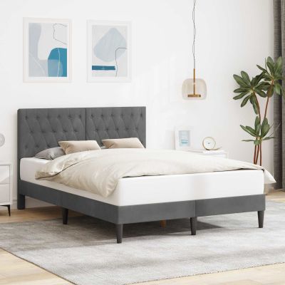 vidaXL Rám postele s čelnou doskou Tmavosivá 120 x 190 cm Zamat