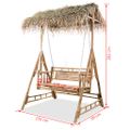 vidaXL 2-miestna hojdačka s palmovými listami, bambus 202 cm