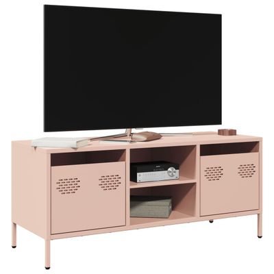 vidaXL TV skrinka ružová 101,5x39x43,5 cm oceľ valcovaná za studena