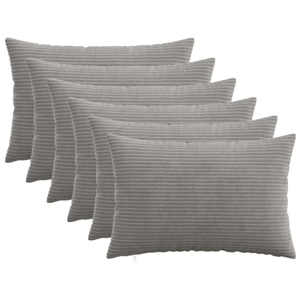 vidaXL Poťah na podložku 6 pcs HEERLEN Svetlosivá 40 x 60 cm manšestr