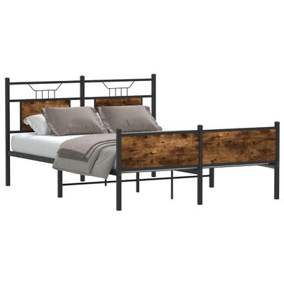 vidaXL Posteľný rám bez matraca dymový dub 150x200 cm kompozitné drevo
