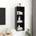 vidaXL Nástenná TV skrinka, lesklá čierna 37x37x107cm kompozitné drevo