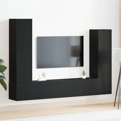vidaXL Zostava TV skriniek Nástenný 6 pcs Čierny dub Kompozitné drevo