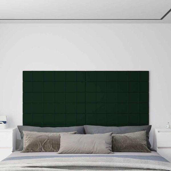 vidaXL Nástenné panely 12 ks tmavozelené 90x15 cm zamatové 1,62 m²