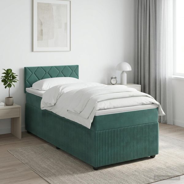 vidaXL Posteľ boxspring s matracom Tmavozelená 80 x 200 cm Zamat