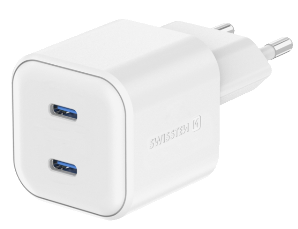 Nabíjací adaptér 2x USB-C 20W PD, biela