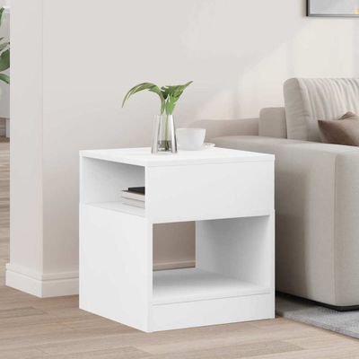 vidaXL Koncový stôl Biela 40,5 x 40 x 45 cm Kompozitné drevo