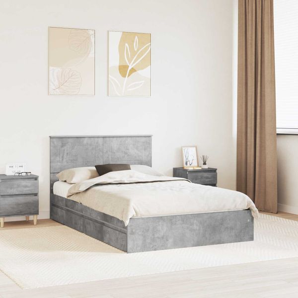 vidaXL Úložná posteľ Betónová šedá 135 x 190 cm Kompozitné drevo