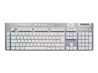 Klávesnica - technológia LIGHTSPEED - podsvietenie - bezdrôtová - 2.4 GHz, Bluetooth, USB - QWERTY - anglická - klávesový spínač: GL Tactile - biela