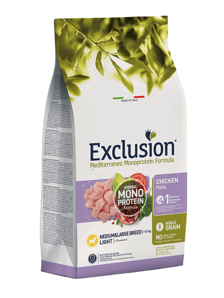 EXCLUSION NGLCM12 MONOPROTEIN LIGHT MEDIUM/LARGE BREEDS granule pre psov - kuracie, 12kg
