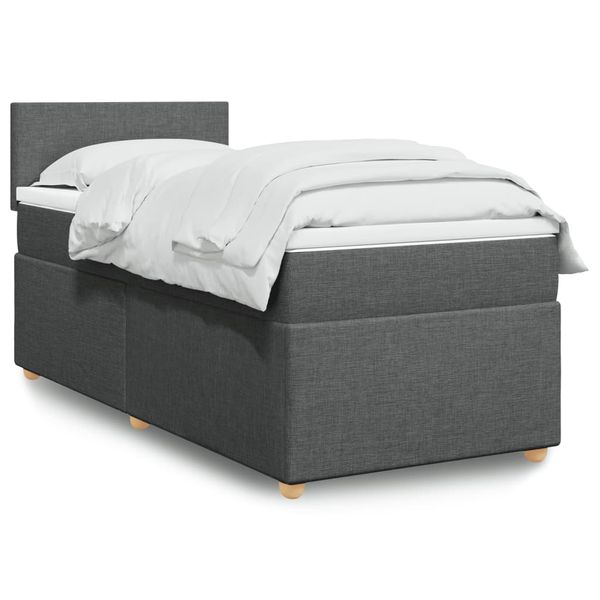 vidaXL Boxspring posteľ s matracom tmavosivá 90x190 cm látka