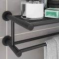 vidaXL Držiak na uteráky Čierna 61 x 23 x 17 cm Nehrdzavejúca oceľ