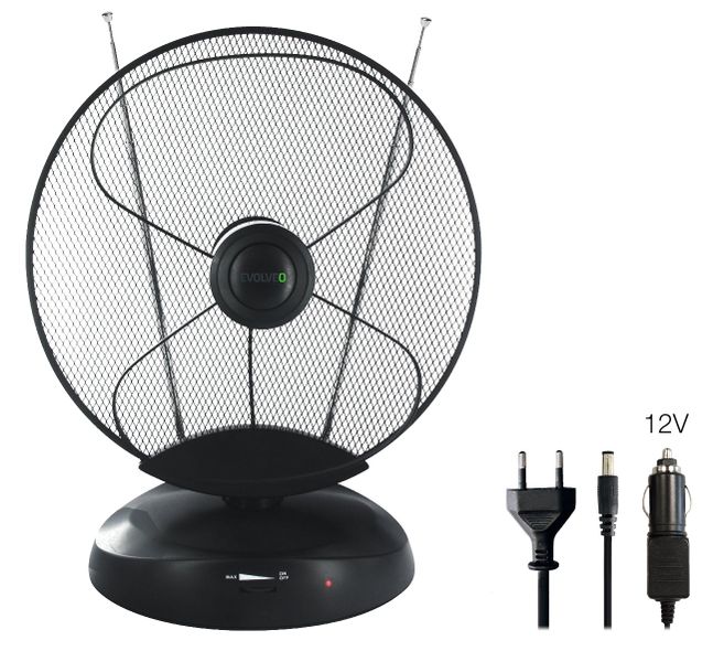 EVOLVEO Xany 4, 230/12V, aktívna izbová anténa FM/DAB+/DVB-T2, filter LTE,4G,5G