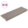 vidaXL Schodové rohože 10 ks 65x21x4 cm svetlohnedé s obdĺžnikovým okrajom