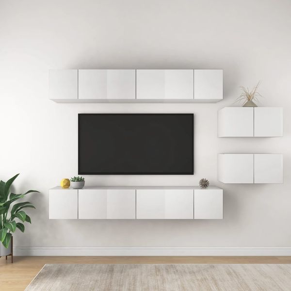 vidaXL TV skrinky 8 ks, biele, kompozitné drevo