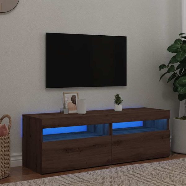 vidaXL TV skrinky s LED svetlami 2 ks dub artisan kompozitné drevo