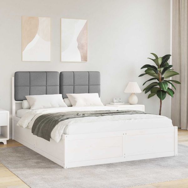 vidaXL Rám postele s čalúneným čelom Svetlosivá 150 x 200 cm