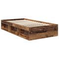 vidaXL Rám postele Staré drevo 100 x 200 cm Masívne borovicové drevo
