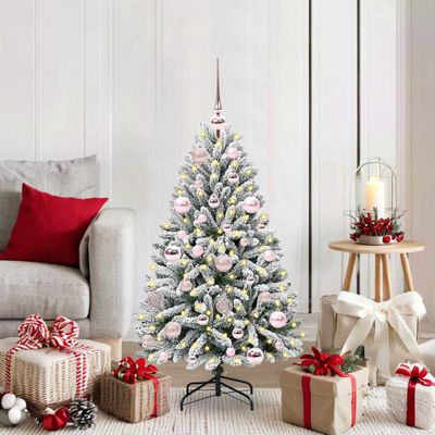 vidaXL Umelý vianočný stromček Zelená a biela 120 cm PVC a kov