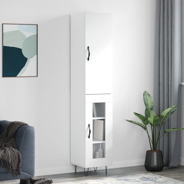 vidaXL Vysoká skrinka biela 34,5x34x180 cm spracované drevo