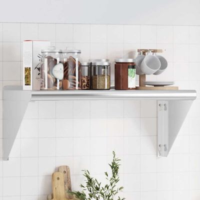 vidaXL Nástenná polica 75x30x31 cm strieborná nehrdzavejúca oceľ