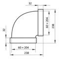Koleno 90° horizontálne VENTS 8281 - 60x204mm PVC