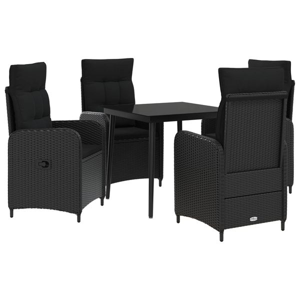 vidaXL Súprava stolíkov k pohovke s vankúšom s vankúšom 5 pcs Čierna