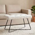 vidaXL Lavica s gombíkovým prešívaním Biela 80 x 40 x 46 cm Látka