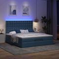 VidaXL Osmanská posteľ s matracom a LED diódami Modrá látka 160x200 cm