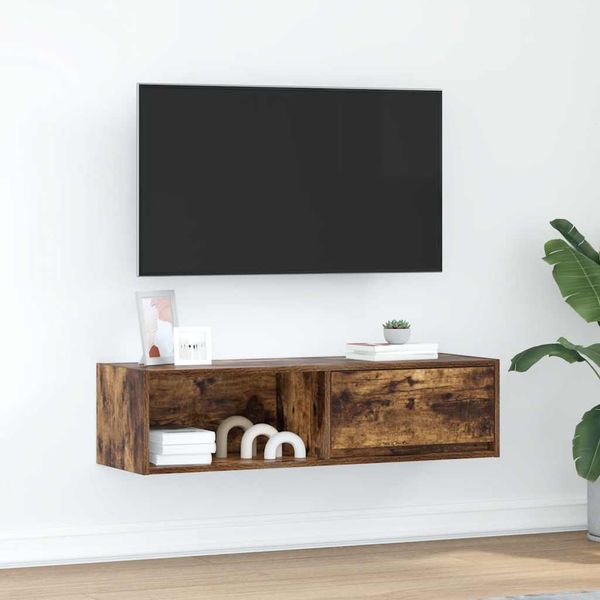 vidaXL TV skrinka Dub dymový 100x31x25,5 cm Upravené drevo