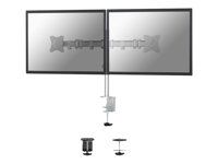Montážna sada - plný pohyb - pre 2 LCD displeje - strieborná - veľkosť obrazovky: 10"-27" - upevnenie svorkou, priechodka, upevnenie na stôl
