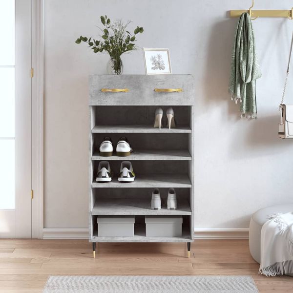 vidaXL Botník betónovo sivý 60x35x105 cm kompozitné drevo