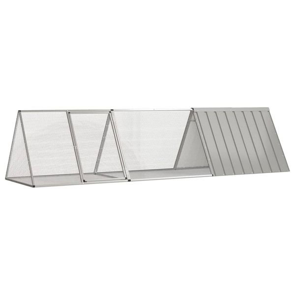 vidaXL Klietka pre králiky sivá 302,5x80,5x71 cm pozinkovaná oceľ