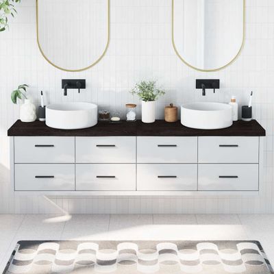 vidaXL Kúpeľňová doska tmavohnedá 200x40x(2-6) cm ošetrený masív
