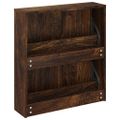 vidaXL Botník so zrkadlom 2-poschodový dymový dub 63x17x67 cm