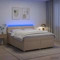 vidaXL Posteľ boxspring s matracom Krémová 140 x 200 cm Látka