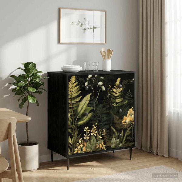 vidaXL Příborník RHENEN Tropický džungľový vzor 66 x 36,5 x 76 cm