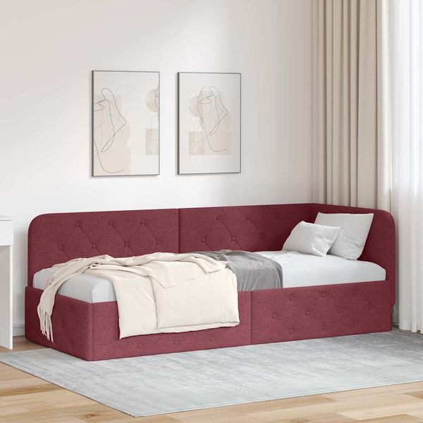 vidaXL Rohový rám postele Víno červené 80 x 200 cm látka