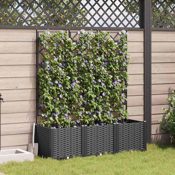 vidaXL Záhradný kvetináč 3 pcs Čierny 120 x 40 x 143 cm Plast