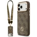 Obal Guess 4G Strass Logo & Big Strap Metal Buttons MagSafe pre iPhone 17 Pro Max hnedá