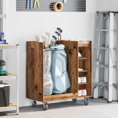 vidaXL Golfová skriňa s kolesom Staré drevo 90 x 45 x 98 cm