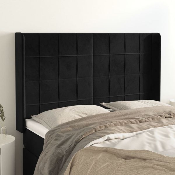 vidaXL Čelo postele so záhybmi čierne 147x16x118/128 cm zamat