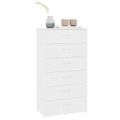 vidaXL Komoda so 6 zásuvkami, biela 50x34x96 cm, kompozitné drevo