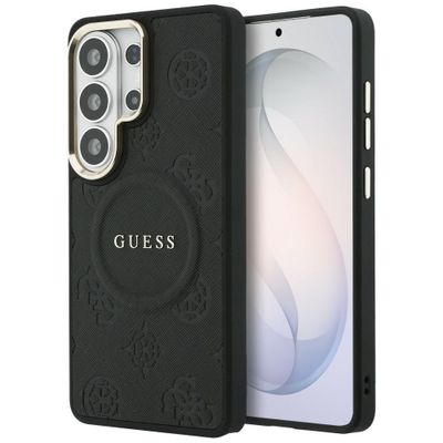 Puzdro Guess Saffiano Peony Embossed Ring MagSafe pre Samsung Galaxy S26 Ultra čierna