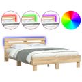 vidaXL Posteľný rám s čelom a LED dub sonoma 120x190 cm