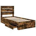 vidaXL Rám postele Dymový dub a striebro 75 x 190 cm Kompozitné drevo