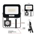 LED reflektor GLARO s pohybovým čidlom, 20 W, čierny, IP54, 2000 lm, neutrálna biela