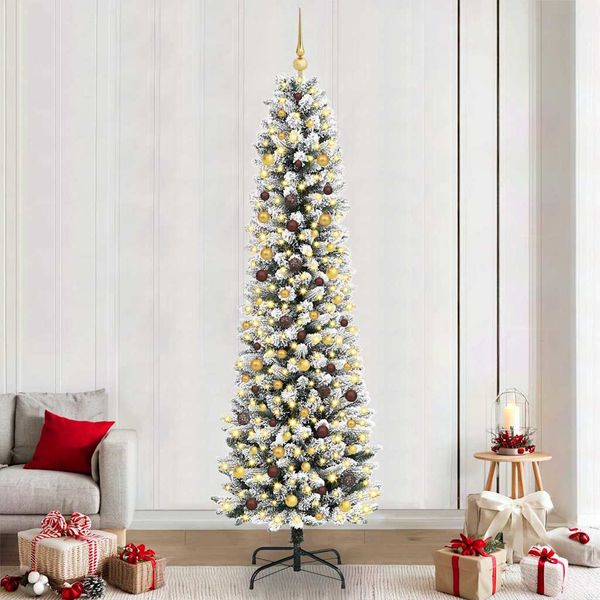 vidaXL Umelý vianočný stromček Biela 240 cm PVC, kov a plast