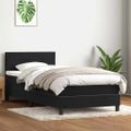 vidaXL Posteľný rám boxspring s matracom a LED čierny 90x220 cm zamat
