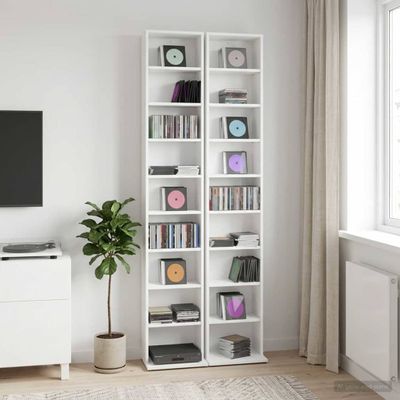 vidaXL CD Skrinka 2 ks Biela 33 x 23,5 x 175 cm Kompozitné drevo